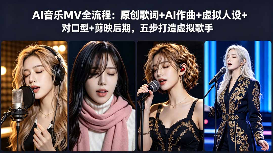 AI音乐MV全流程：原创歌词+AI作曲+虚拟人设+对口型+剪映后期，五步打造虚拟歌手-止水留痕
