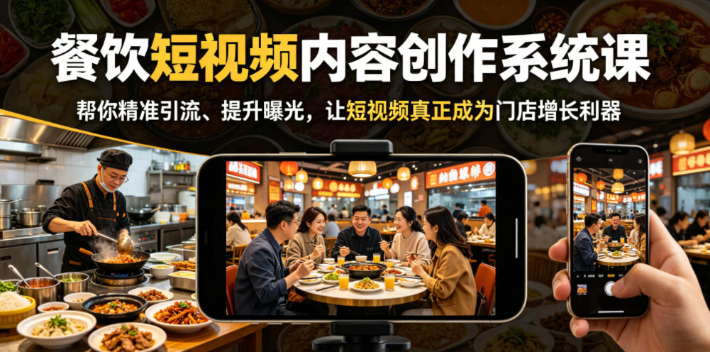 餐饮短视频内容创作系统课，帮你精准引流、提升曝光，让短视频真正成为门店增长利器-止水留痕