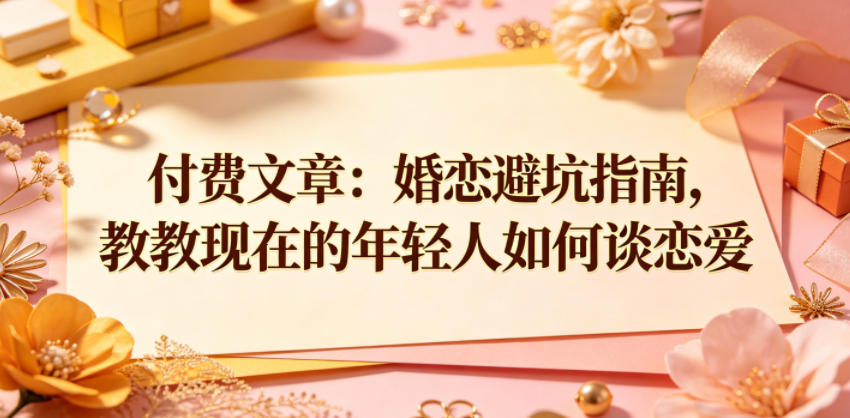 付费文章：婚恋避坑指南，教教现在的年轻人如何谈恋爱-止水留痕