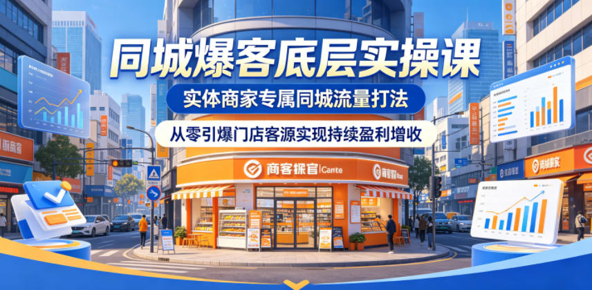 同城爆客底层实操课，实体商家专属同城流量打法，从零引爆门店客源实现持续盈利增收-止水留痕