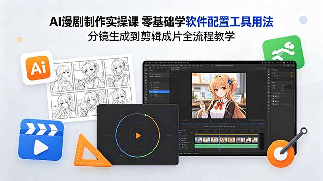 AI漫剧制作实操课 零基础学软件配置工具用法 分镜生成到剪辑成片全流程教学-止水留痕