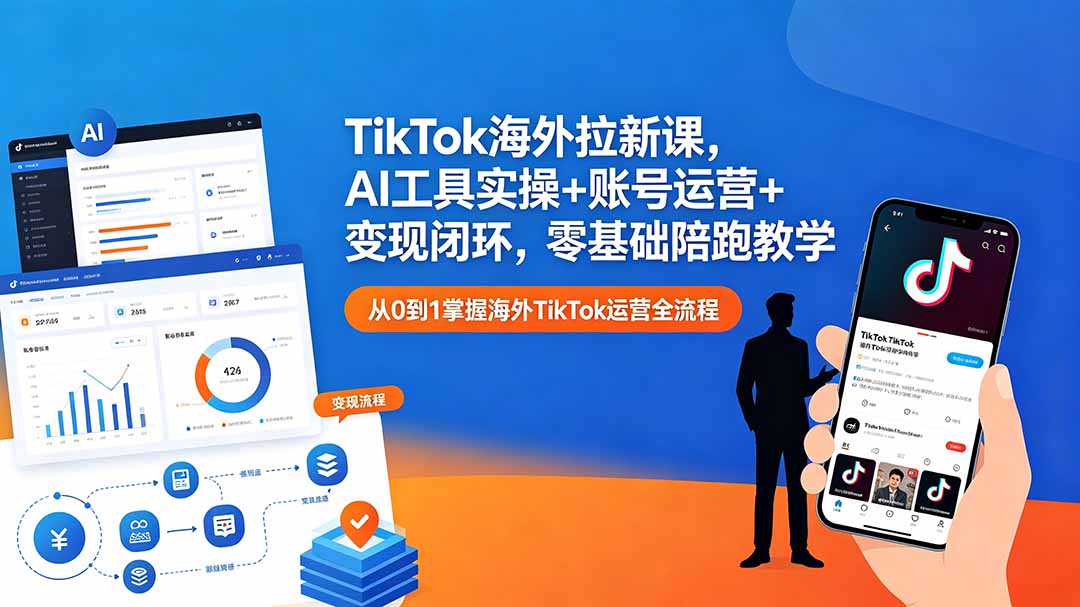 TikTok海外拉新课，AI工具实操+账号运营+变现闭环，零基础陪跑教学-止水留痕