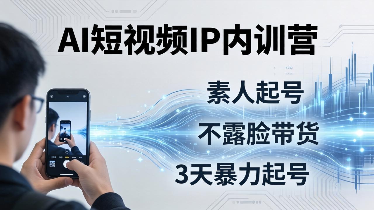 2026AI短视频IP内训营：从素人起号到不露脸带货，3天暴力起号全流程拆解-止水留痕