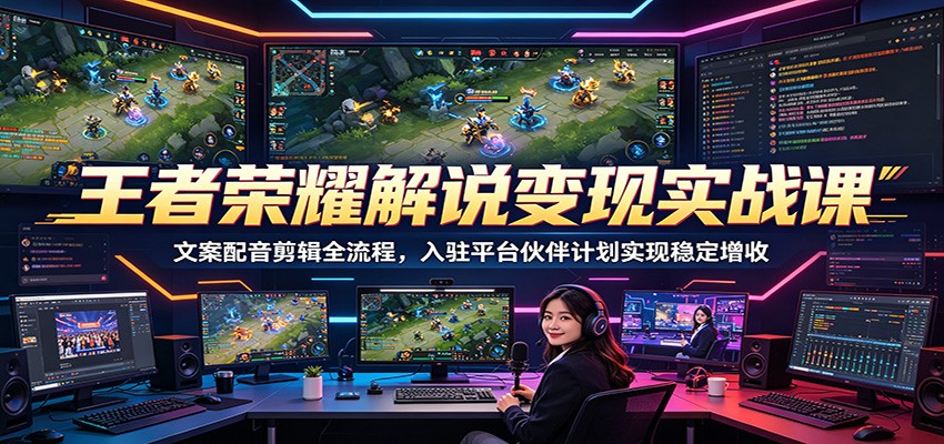 王者荣耀解说变现实战课:文案配音剪辑全流程,入驻平台伙伴计划实现稳定增收-止水留痕