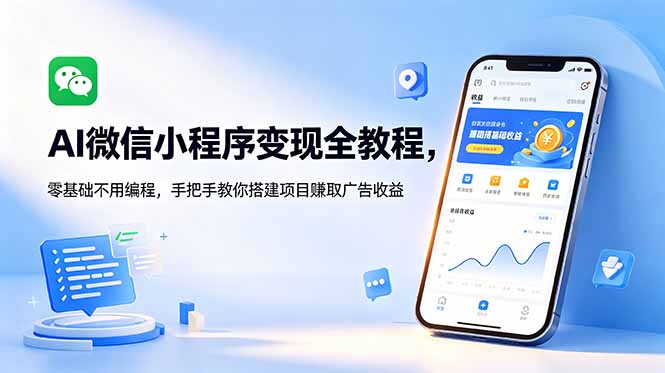 AI微信小程序变现全教程，零基础不用编程，手把手教你搭建项目赚取广告收益-止水留痕