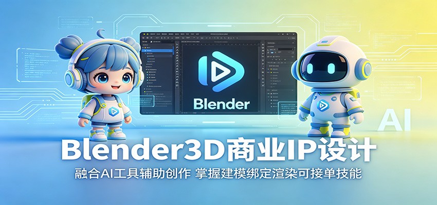 Blender3D商业IP设计：融合AI工具辅助创作，掌握建模绑定渲染可接单技能-止水留痕