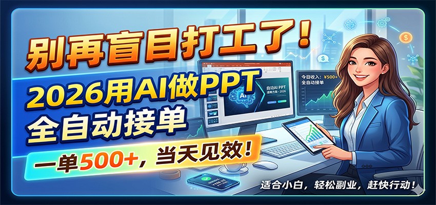 别再盲目打工了！2026用AI做PPT全自动接单，一单5张+，当天见效！-止水留痕