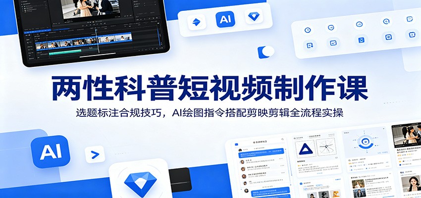 两性科普短视频制作课:选题标注合规技巧,AI绘图指令搭配剪映剪辑全流程实操-止水留痕