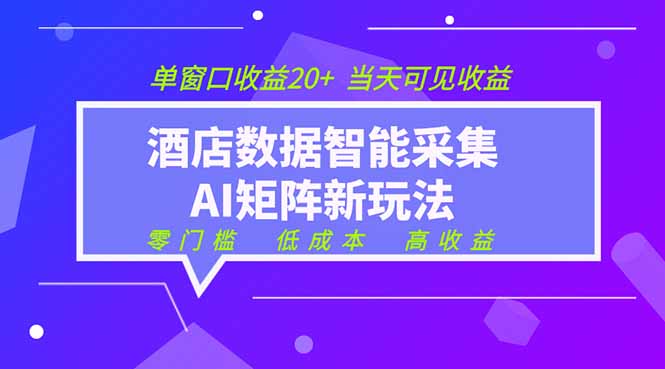 2026酒店数据采集ai智能矩阵新风口 低成本 高收益 当天见收益 单窗口20+-止水留痕