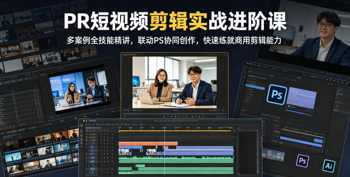 PR短视频剪辑实战进阶课，多案例全技能精讲，联动PS协同创作，快速练就商用剪辑能力-止水留痕