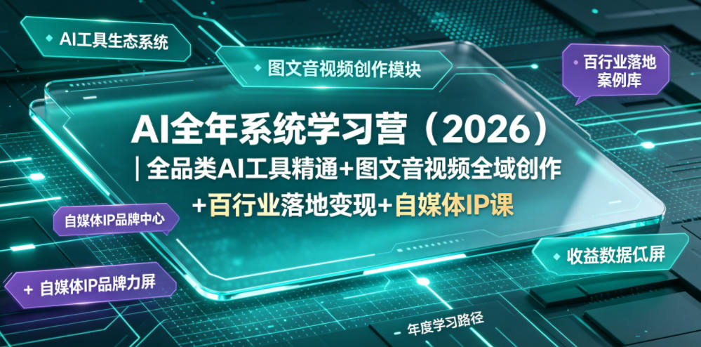 AI全年系统学习营(2026)｜全品类AI工具精通+图文音视频全域创作+百行业落地变现+自媒体IP打造年度进阶大课-止水留痕