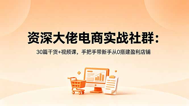资深大佬电商实战社群：30篇干货+视频课，手把手带新手从0搭建盈利店铺-止水留痕