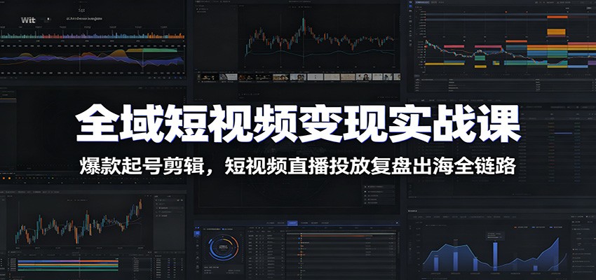 全域短视频变现实战课：爆款起号剪辑，短视频直播投放复盘出海全链路-止水留痕