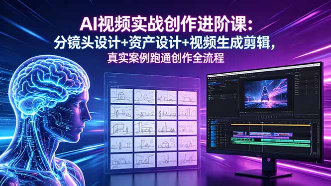 AI视频实战创作进阶课：分镜头设计+资产设计+视频生成剪辑，真实案例跑通创作全流程-止水留痕