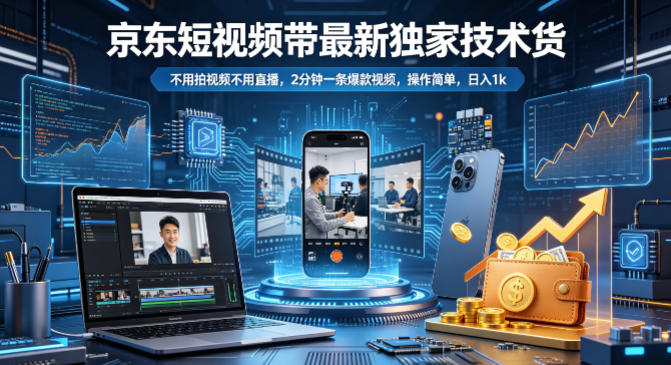 京东短视频带货最新独家技术，不用拍视频不用直播，2分钟一条爆款视频，操作简单，日入1k+【揭秘】-止水留痕