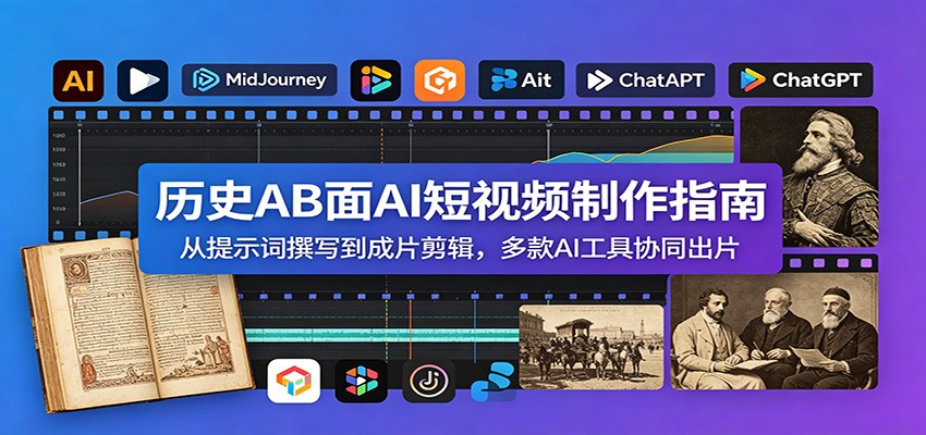 历史AB面AI短视频制作指南：从提示词撰写到成片剪辑，多款AI工具协同出片-止水留痕