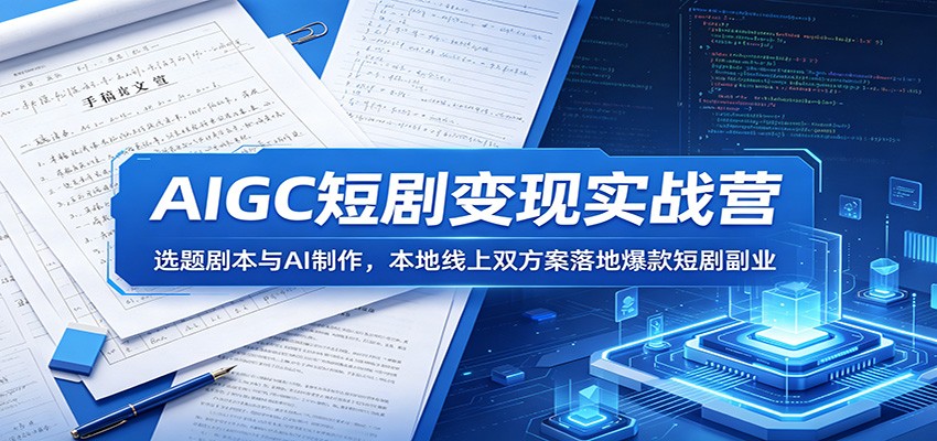 AIGC短剧变现实战营：选题剧本与AI制作，本地线上双方案落地爆款短剧副业-止水留痕