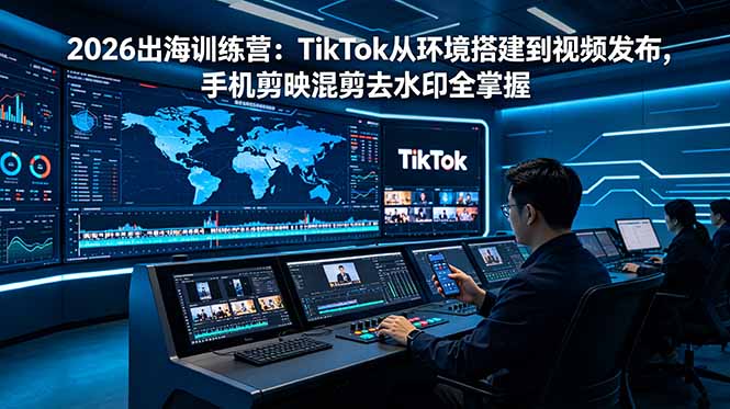 2026出海训练营：TikTok从环境搭建到视频发布，手机剪映混剪去水印全掌握-止水留痕