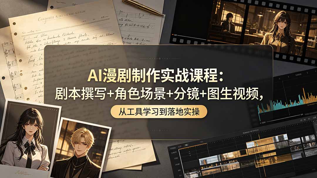 AI漫剧制作实战课程：剧本撰写+角色场景+分镜+图生视频，从工具学习到落地实操-止水留痕