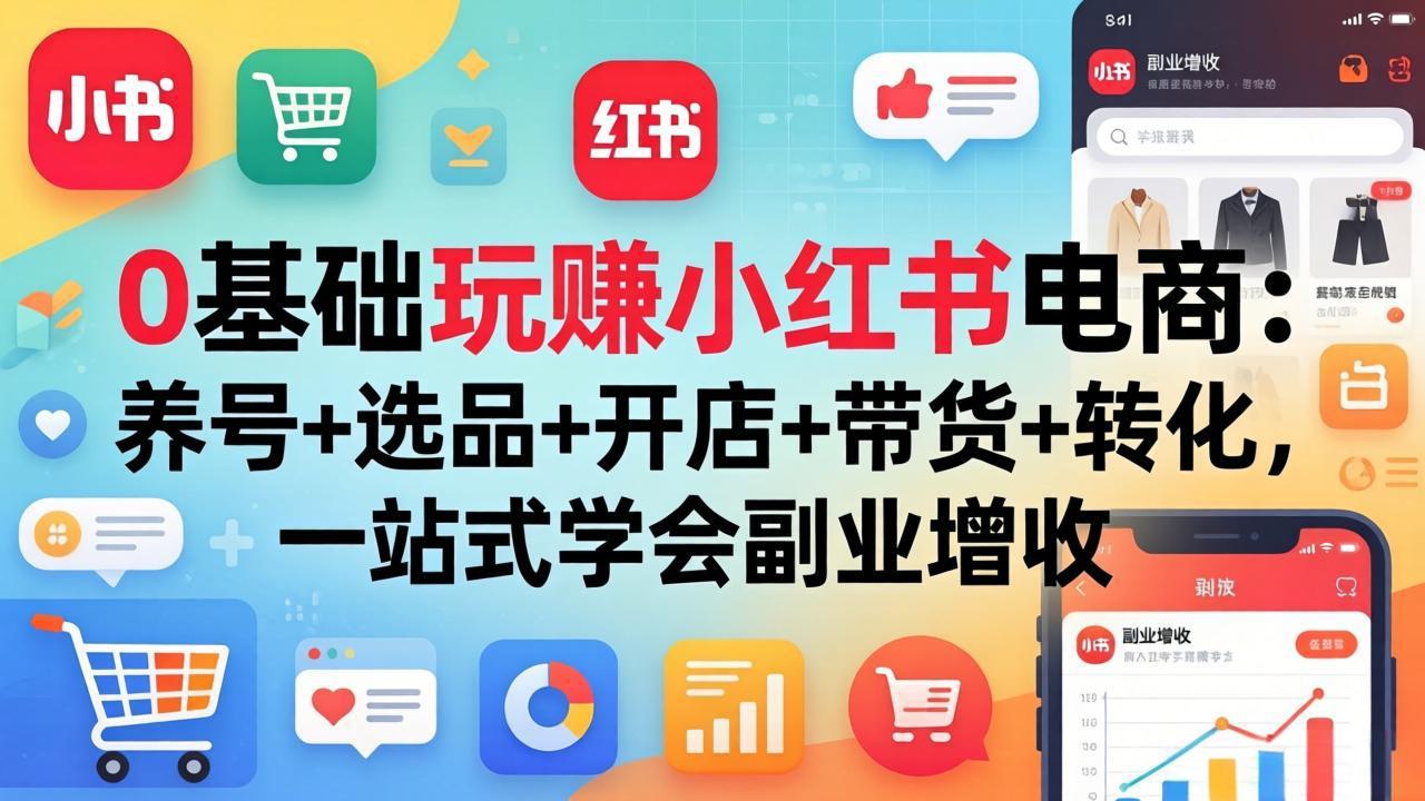 0基础玩赚小红书电商：养号+选品+开店+带货+转化，一站式学会副业增收-止水留痕