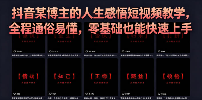 抖音某博主的灰太狼人生感悟短视频教学，全程通俗易懂，零基础也能快速上手-止水留痕