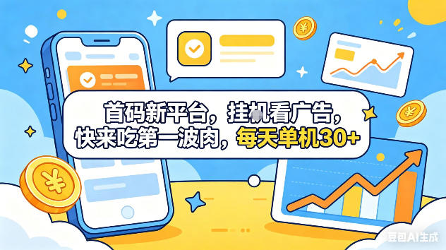 首码新平台，挂G自动看广告，快来吃第一波肉，每天单机30+，可矩阵放大【揭秘】-止水留痕