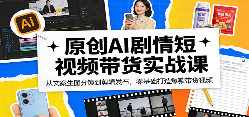 原创AI剧情短视频带货实战课：从文案生图分镜到剪辑发布，零基础打造爆款带货视频-止水留痕
