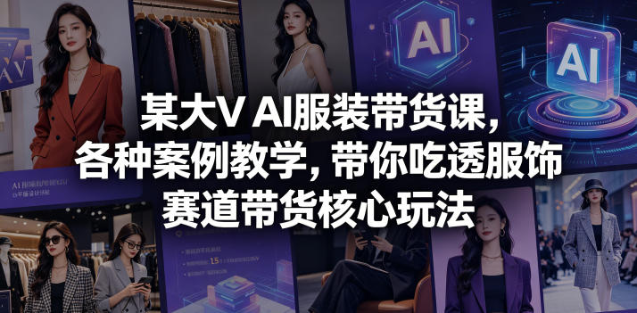 某大V AI服装带货课，各种案例教学，带你吃透服饰赛道带货核心玩法-止水留痕