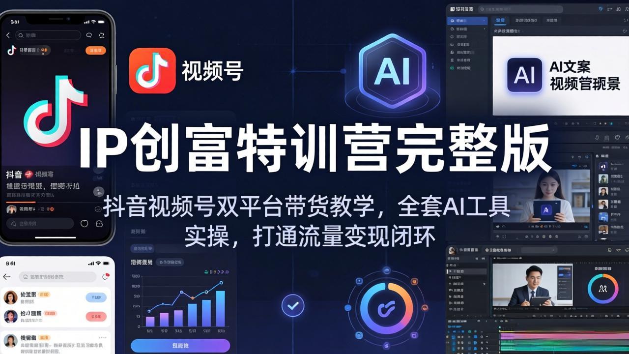 IP创富特训营完整版：抖音视频号双平台带货教学，全套AI工具实操，打通流量变现闭环-止水留痕