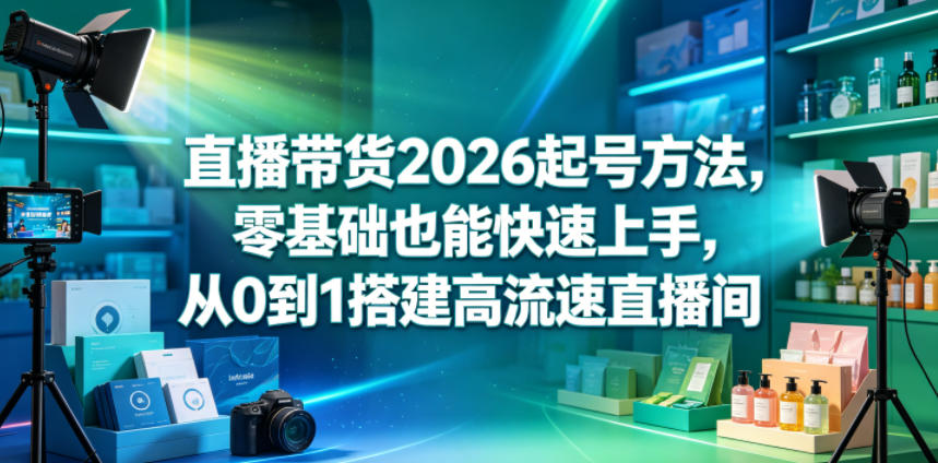 直播带货2026起号方法，零基础也能快速上手，从0到1搭建高流速直播间-止水留痕