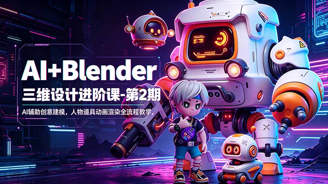 AI+Blender三维设计进阶课-第2期：AI辅助创意建模，人物道具动画渲染全流程教学-止水留痕