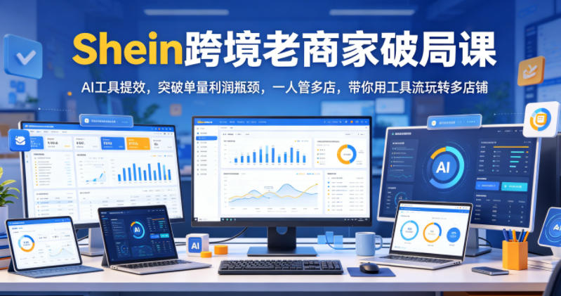 Shein跨境老商家破局课，AI工具提效，突破单量利润瓶颈，一人管多店，带你用工具流玩转多店铺-止水留痕