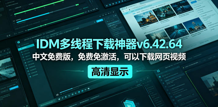 IDM多线程下载神器v6.42.64中文免费版，免费免激活，可以下载网页视频(例如飞书文档内的视频)-止水留痕
