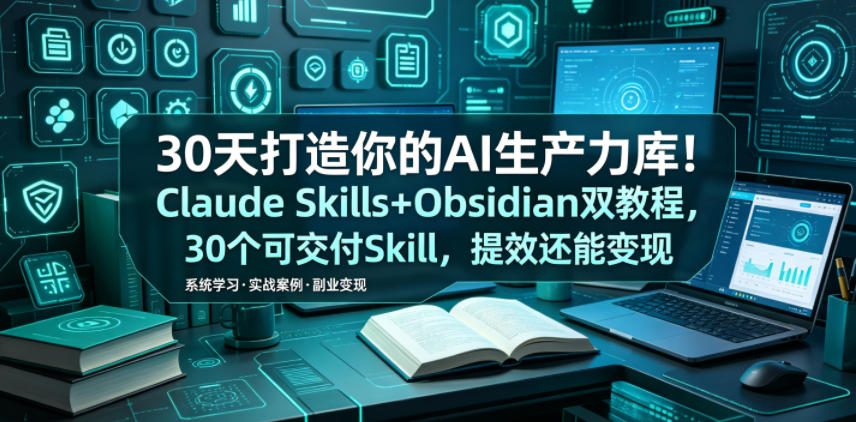 30天打造你的AI生产力库!Claude Skills+Obsidian 双教程,30 个可交付 Skill,提效还能变现-止水留痕