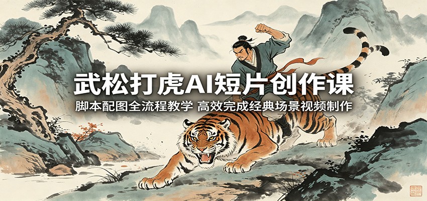 武松打虎AI短片创作课:脚本配图全流程教学,高效完成经典场景视频制作-止水留痕