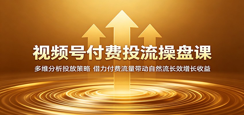 视频号付费投流操盘课：多维分析投放策略，借力付费流量带动自然流长效增长收益-止水留痕