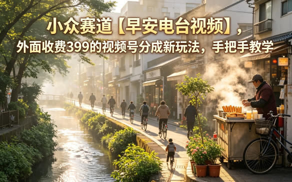 小众赛道【早安电台视频】，外面收费399的视频号分成新玩法，手把手教学-止水留痕