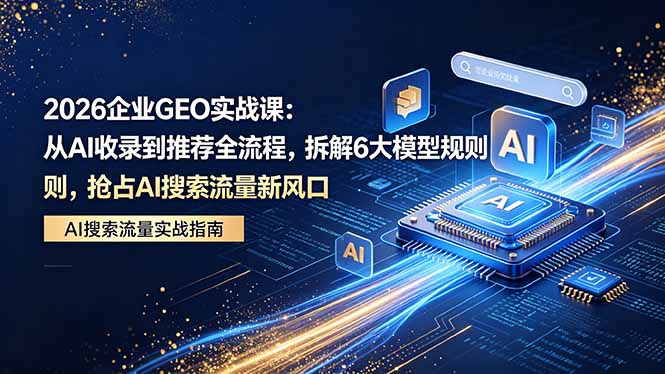 2026 企业GEO实战课：从AI收录到推荐全流程，拆解6大模型规则，抢占 AI 搜索流量新风口-止水留痕