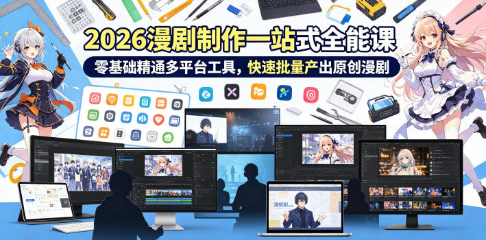 2026 AI漫剧制作一站式全能课，零基础精通多平台工具，快速批量产出原创漫剧-止水留痕