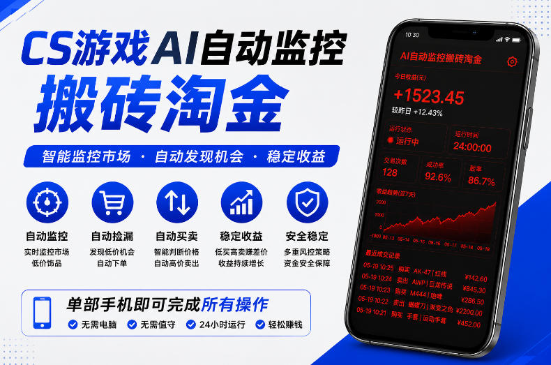 CS游戏AI自动监控搬砖淘金，稳定运行多年，支持任何形式验证，日入300+【揭秘】-止水留痕
