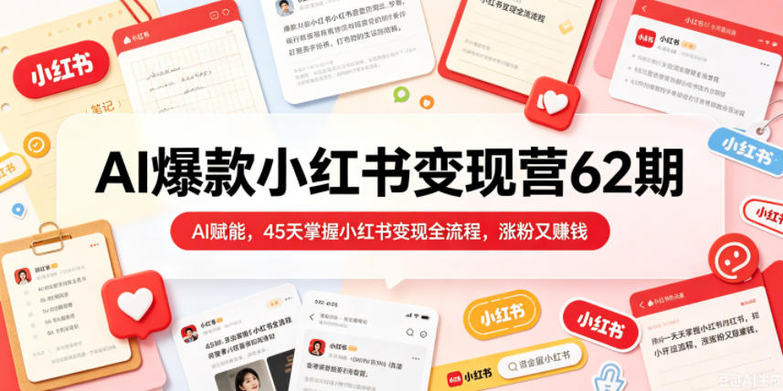AI爆款小红书变现营62期2026年5月，AI赋能，45天掌握小红书变现全流程，涨粉又賺钱-止水留痕