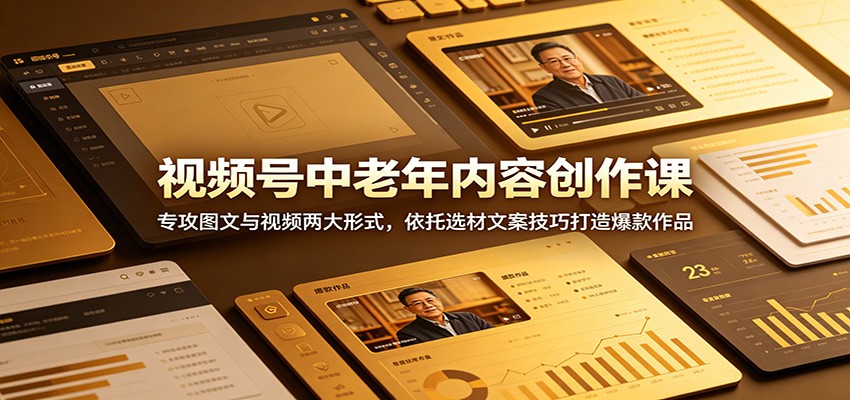 视频号中老年内容创作课：专攻图文与视频两大形式，依托选材文案技巧打造爆款作品-止水留痕