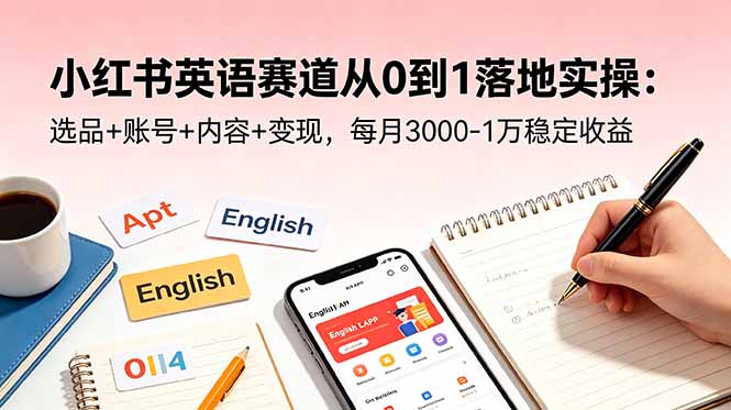 小红书英语赛道从0到1落地实操：选品+账号+内容+变现，每月3000-1万稳定收益-止水留痕