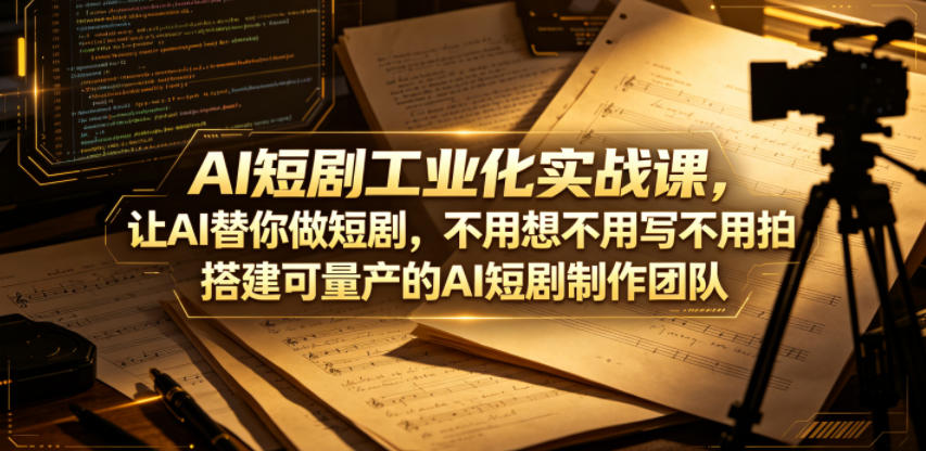 AI短剧工业化实战课，让AI替你做短剧，不用想不用写不用拍，搭建可量产的AI短剧制作团队-止水留痕