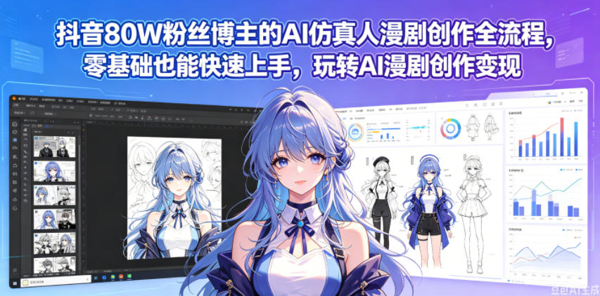 抖音80W粉丝博主的AI仿真人漫剧创作全流程，零基础也能快速上手，玩转AI漫剧创作变现-止水留痕