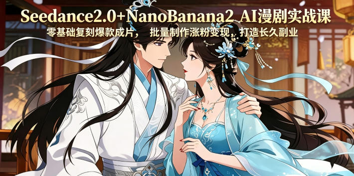 Seedance2.0+NanoBanana2 AI漫剧实战课，零基础复刻爆款成片涨粉变现，打造长久副业收益-止水留痕
