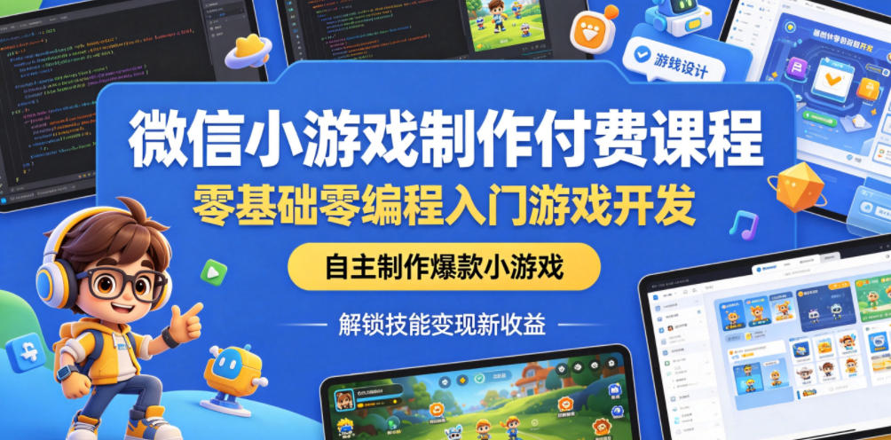 微信小游戏制作付费课程，零基础零编程入门游戏开发，自主制作爆款小游戏，解锁技能变现新收益-止水留痕