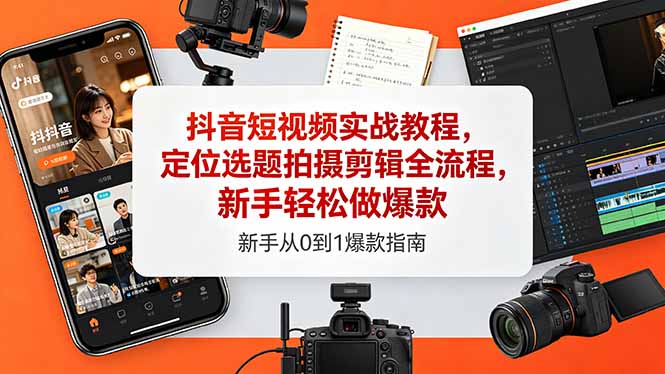 抖音短视频实战教程，定位选题拍摄剪辑全流程，新手轻松做爆款-止水留痕