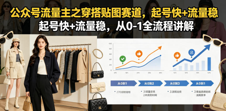 公众号流量主之穿搭贴图赛道，起号快+流量稳，从0-1全流程讲解-止水留痕