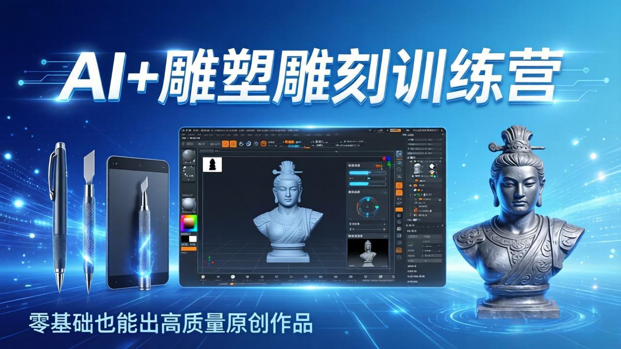 AI+雕塑雕刻训练营：从AI创作、大模型训练到3D雕刻 + 渲染，零基础也能出高质量原创作品-止水留痕